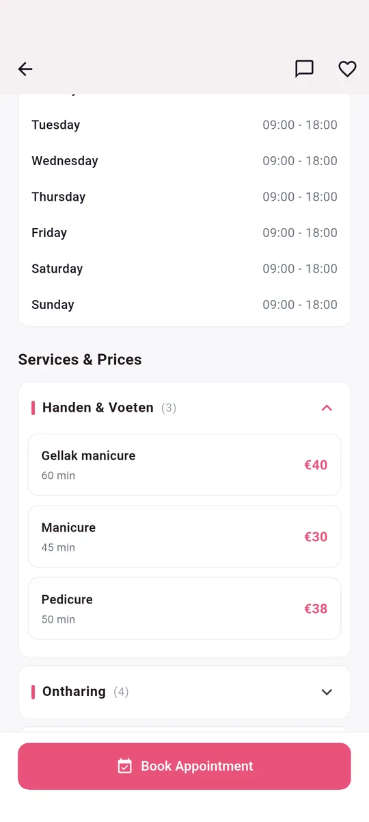 LocalBeautys app — Choose your treatment