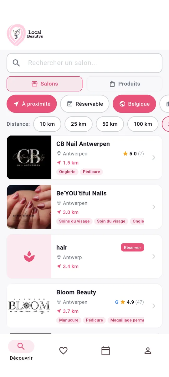 LocalBeautys app — Découvrez les salons
