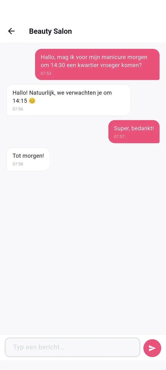 LocalBeautys app — Chat met je salon