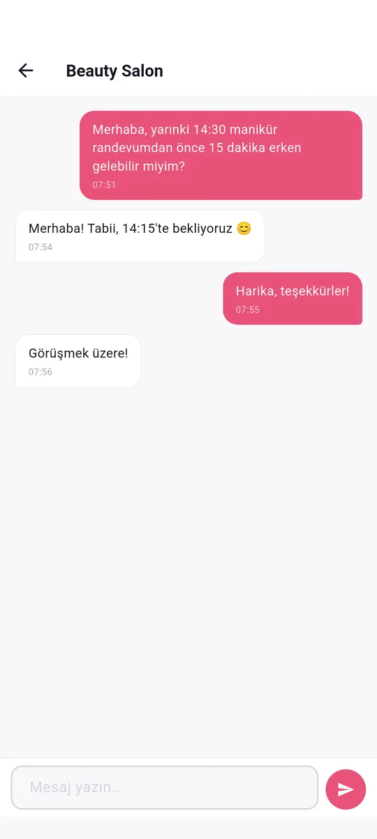 LocalBeautys app — Salonunla mesajlaş